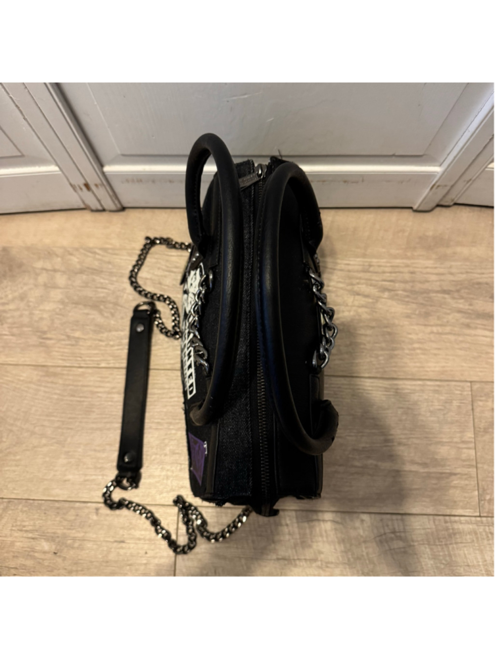 Disney Parks Loungefly Haunted Mansion Foolish Mortal Satchel Crossbody Bag - Picture 6 of 13